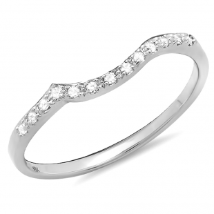 0.10 Carat (ctw) 10K White Gold Round Cut Diamond Ladies Anniversary Wedding Stackable Guard Band 1/10 CT