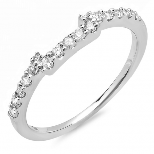 0.25 Carat (ctw) 14K White Gold Round Diamond Ladies Anniversary Wedding Matching Stackable Band Guard Ring 1/4 CT