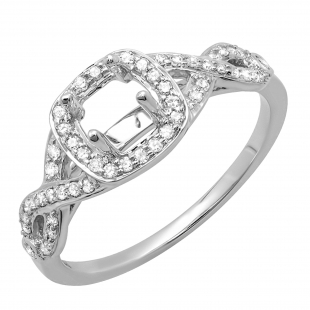 0.25 Carat (ctw) 14K White Gold Round White Diamond Ladies Swirl Engagement Semi-Mount Ring 1/4 CT (No Center Stone)