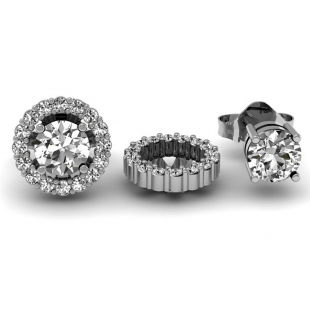 0.75 Carat (ctw) 14k White Gold Round White Diamond Cluster Style Removable Jackets for Stud Earrings 3/4 CT
