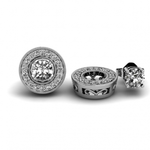 0.35 Carat (ctw) 14k White Gold Round White Diamond Removable Jackets for Stud Earrings 1/3 CT