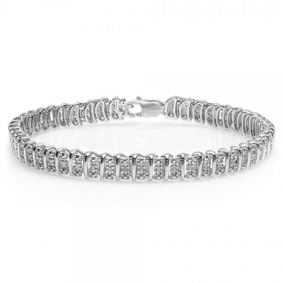0.50 Carat (ctw) Sterling Silver Round Cut Diamond Ladies Tennis Bracelet 1/2 CT