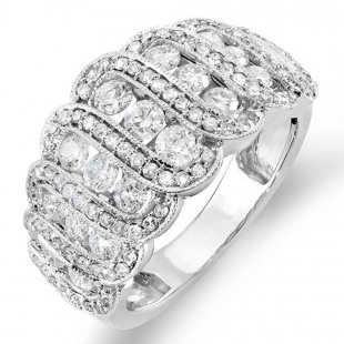 1.75 Carat (ctw) 14K White Gold Round Diamond Ladies Designer Cocktail Right Hand Ring 1 3/4 CT