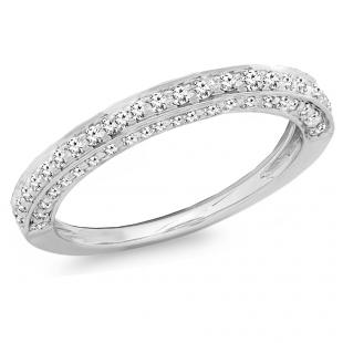 0.33 Carat (ctw) 10K White Gold Round White Diamond Ladies Bridal Wedding Band 1/3 CT