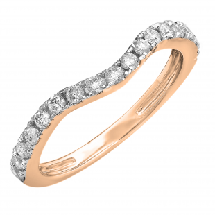 0.38 Carat (ctw) Round White Diamond Ladies Anniversary Contour Guard Wedding Band 18K Rose Gold