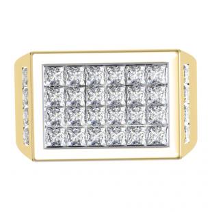 3.25 Carat (ctw) 14K Yellow Gold Princess Cut Diamond Men's Invisible Set Anniversary Wedding Band