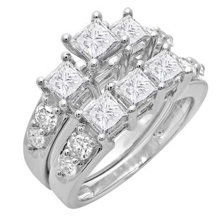 1.00 Carat (ctw) 10k White Gold Round Emerald & White Diamond Ladies Fashion Right Hand Ring