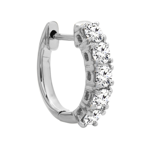 0.25 Carat (ctw) Round Diamond Ladies Five Stone Hoop Earring (Only 1Pc) 1/4 CT 14K White Gold
