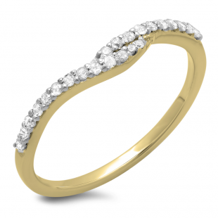 0.20 Carat (ctw) 18K Yellow Gold Round Cut Diamond Ladies Anniversary Wedding Band Guard Ring 1/5 CT