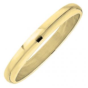 14K Yellow Gold Men's Ladies Unisex Ring Wedding Band 3MM Domed Plain Shiny Polished Traditional Fit