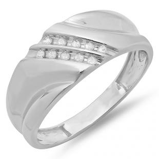 0.12 Carat (ctw) Sterling Silver Round White Real Diamond Men's Wedding Anniversary Band