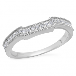 0.25 Carat (Ctw) 14K White Gold Round White Diamond Ladies Anniversary Wedding Stackable Band Guard Ring 1/4 CT