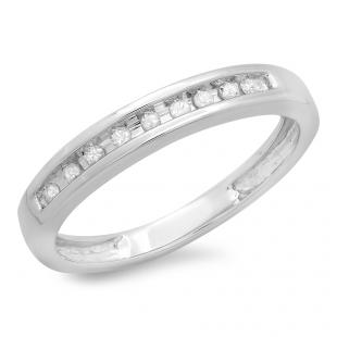 0.10 Carat (ctw) 10k White Gold Round Diamond Ladies Anniversary Wedding Ring 1/10 CT