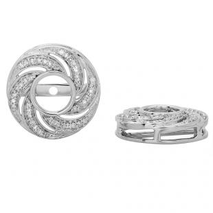 0.40 Carat (ctw) 14K White Gold Round Cut Diamond Removable Jackets For Stud Earrings