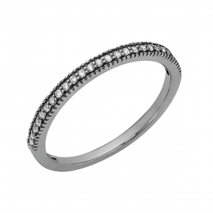 0.09 Ctw Round White Diamond Miligrain Edge Linear Row Wedding Band for Women in Black Plated 10K White Gold