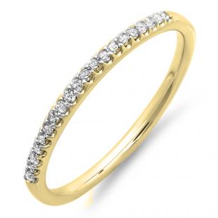 0.22 Carat (ctw) 14K Yellow Gold Round Cut White Cubic Zirconia Ladies Anniversary Wedding Stackable Band