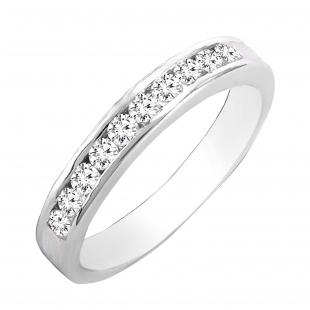0.35 Carat (ctw) Round White Diamond Ladies Wedding Stackable Ring Band 1/3 CT 14K White Gold