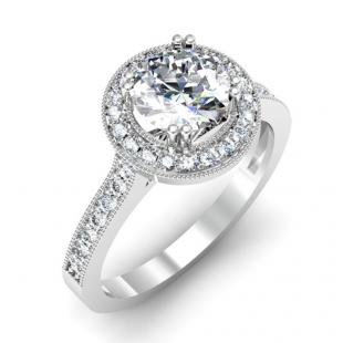 1.15 Carat (ctw) 14K White Gold Round White Diamond Ladies Bridal Halo Style Engagement Ring