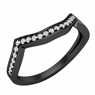 0.17 Carat (ctw) Round Diamond Ladies Contour Wedding Band Black Rhodium Plated 10K White Gold