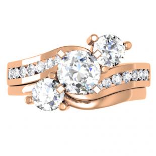 1.75 Carat (ctw) 14K Rose Gold Round Diamond Ladies Swirl Bridal Engagement Ring Matching Band Set 1 3/4 CT