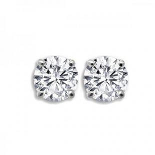 IGI CERTIFIED 0.25 Carat (ctw) 14K White Gold Round Cut White Diamond Ladies Solitaire Stud Earrings 1/4 CT