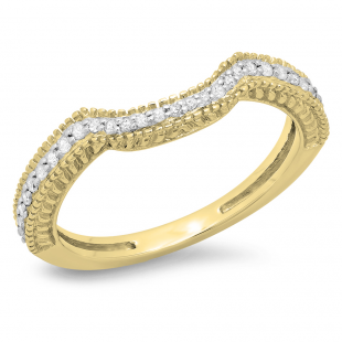 0.20 Carat (ctw) 18K Yellow Gold Round Diamond Ladies Anniversary Wedding Matching Band Stackable Ring 1/5 CT