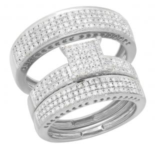 10K White Gold Round White Diamond Mens Ring