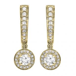 0.50 Carat (ctw) 14k Yellow Gold Round Diamond Ladies Fine Dangling Drop Earrings 1/2 CT