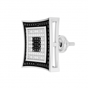 0.12 Carat (ctw) Sterling Silver Round White & Black Diamond Micro Pave Setting Kite Shape Stud Earrings