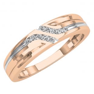 0.11 Carat (ctw) 10K Rose Gold Round Cut Diamond Mens Channel Set Fashion Wedding Band