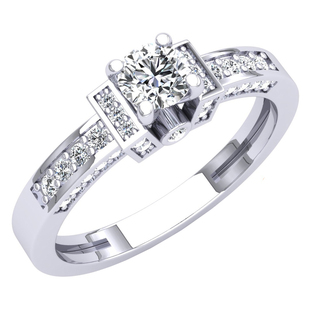 1.00 Carat (ctw) 18K White Gold Round Cut White Cubic Zirconia Ladies Bridal Engagement Ring 1 CT