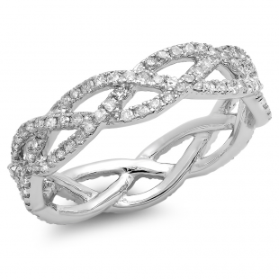 0.75 Carat (ctw) 18K White Gold Round White Diamond Ladies Swirl Bridal Engagement Ring 3/4 CT