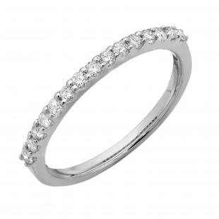 Round White Diamond Ladies Anniversary Wedding Stackable Band (0.25 ctw. Color I-J Clarity I2-I3) | 10K White Gold