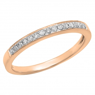 0.15 Carat (Ctw) 18k Rose Gold Round White Diamond Ladies Anniversary Wedding Band Stackable Ring