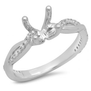 0.20 Carat (Ctw) 18K White Gold Round White Diamond Ladies Swirl Split Shank Bridal Semi Mount Engagement Ring 1/4 CT (No Center Stone)