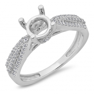 0.30 Carat (ctw) 18K White Gold Round White Diamond Ladies Split Shank Semi Mount Engagement Ring 1/3 CT (No Center Stone)