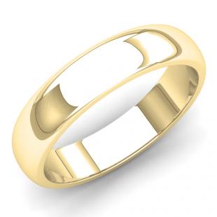 14K Yellow Gold Men's Ring 5 MM Fancy Shiny Polished Comfort Fit Low Dome Wedding Band