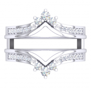 0.65 Carat (Ctw) Platinum Round Cut White Diamond Ladies Anniversary Wedding Band Enhancer Guard Double Ring