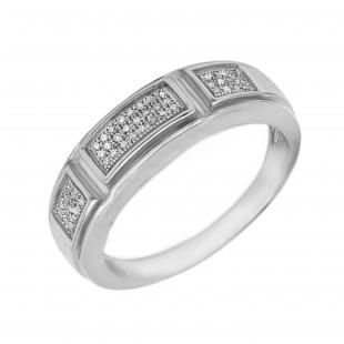 Sterling Silver Round Cut Diamond Men Ring