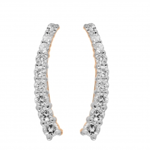 0.25 Carat (Ctw) 10K Rose Gold Round Cut White Diamond Ladies Crawler Climber Earrings 1/4 CT