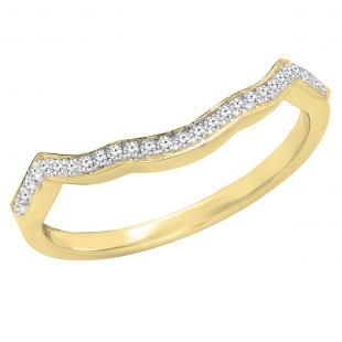 0.15 Carat (cttw) Round White Diamond Ladies Wedding Guard Stackable Band 10K Yellow Gold