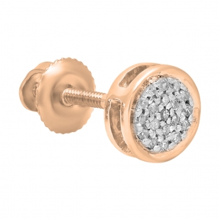 0.05 Carat Round White Diamond Circle Cluster Stud Earring (1Pc Only) for Women in 18K Rose Gold in Screw Back