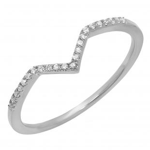 Round White Diamond Wedding Guard Chevron Band (0.10 ct Color I-J Clarity I2-I3) in 925 Sterling Silver