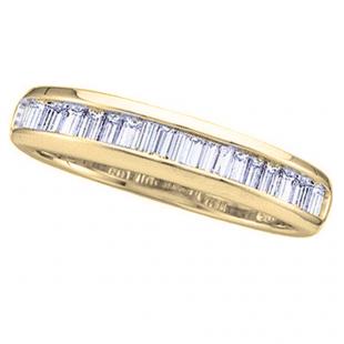 0.40 Carat (ctw) 14K Yellow Gold Baguette White Diamond Ladies Anniversary Wedding Stackable Band