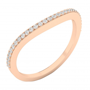 0.13 Carat (ctw) Round Diamond Ladies Guard Smooth Curved Wedding Band 14K Rose Gold