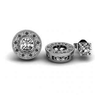 0.22 Carat (ctw) 10K White Gold Round Black And White Diamond Removable Jackets for Stud Earrings 1/5 CT