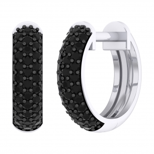 0.35 Carat (ctw) Sterling Silver Round Cut Black Diamond Huggie Hoop Earrings 1/3 CT