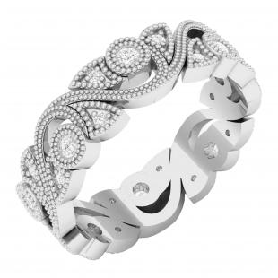 0.30 Carat (ctw) 10K White Gold Round White Diamond Ladies Vintage Style Anniversary Wedding Eternity Band Stackable Ring 1/3 CT