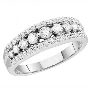 0.72 Carat (ctw) 14K White Gold Round White Diamond Ladies Anniversary Wedding Band 3/4 CT