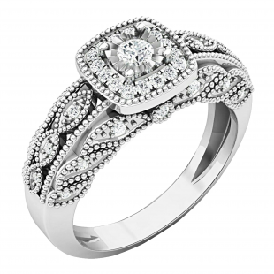 0.30 Carat (ctw) 18K White Gold Round Cut White Diamond Ladies Bridal Engagement Ring 1/3 CT